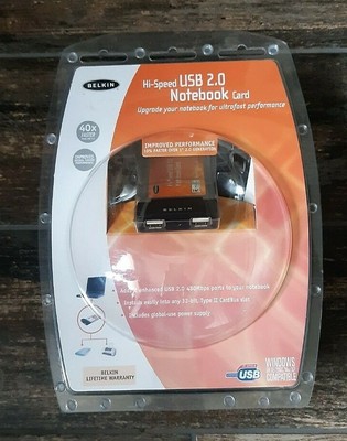 NUOVO Belkin Hi-SpeedUSB 2.0 NOTEBOOK CARD 2 Port CardBus Adattatore f5u222uk 480 Mbps 