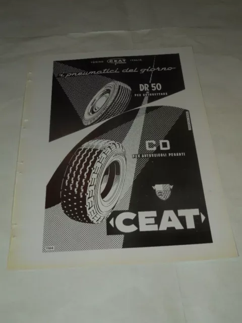 Pneumatici Per Autovetture"Ceat" Vecchia Pubblicita' Cartacea Degli  Anni '50