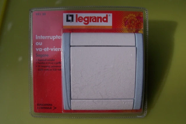 Interrupteur Va-et-vient Legrand Sagane - Finition Bleu Glacier Opalis - Neuf Complet Avec Boîtier