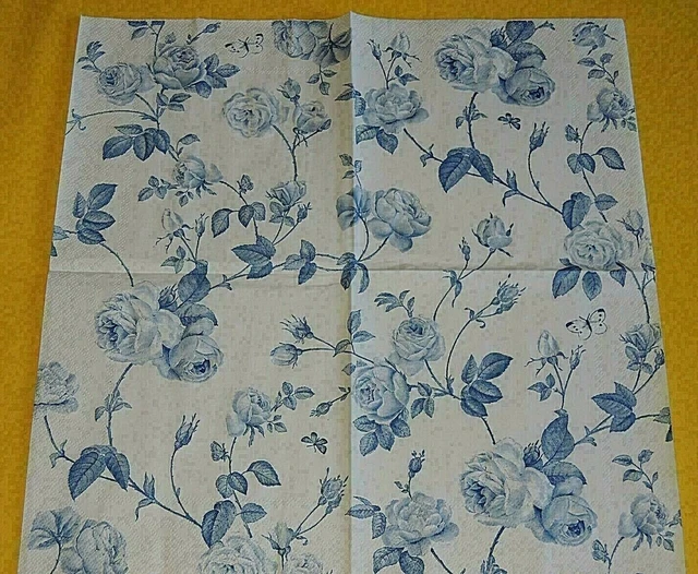 10 Servietten Rosen blau Ranken Serviettentechnik RAMBLING Motivservietten