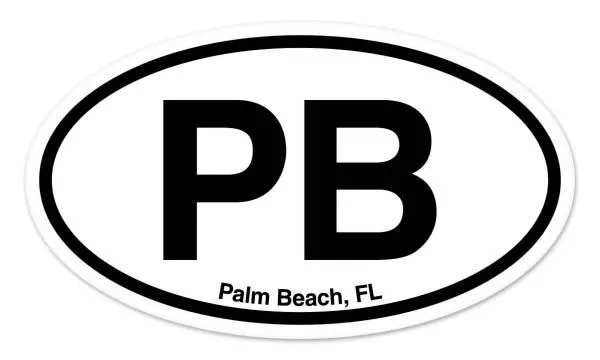 PB Palm Beach Florida Oval car window bumper sticker decal 5" x 3"