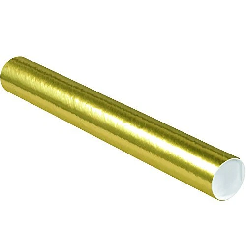 Tape Logic TLP3024GO Mailing Tubes with Caps 3" x 24" Gold Pack of 24