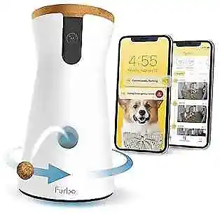 Dispensador de golosinas inteligente giratorio 360° cámara para perro - necesita suscripción