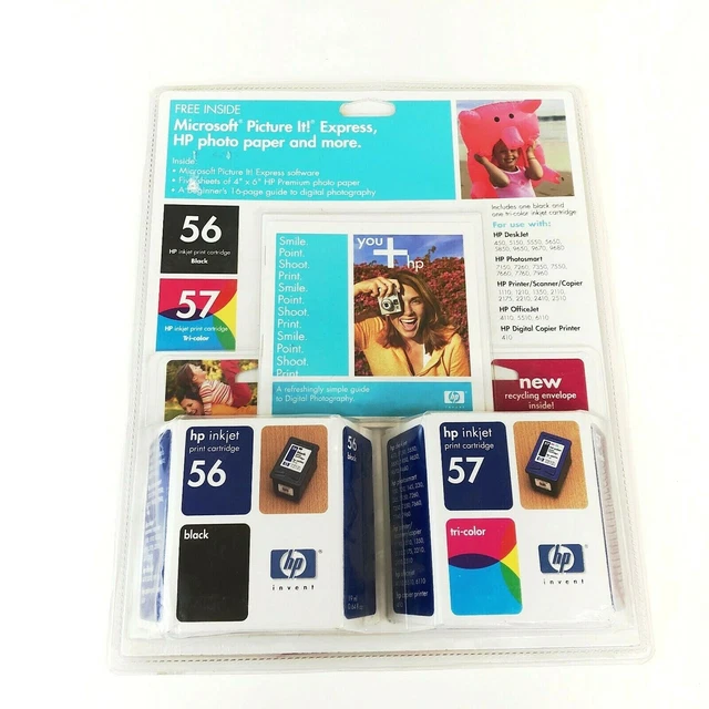 Genuine HP 56 57 Black/Color Ink Cartridge for HP5650 5505 7660 Printer-expired