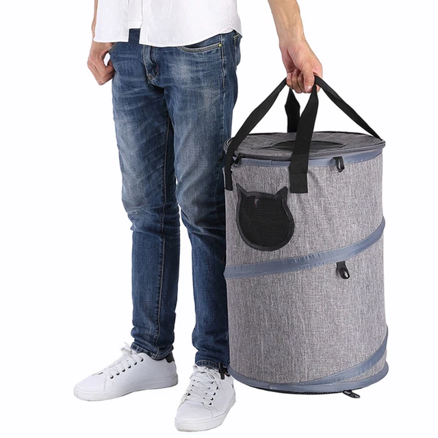 Caja de transporte plegable para jaulas para gatos gris