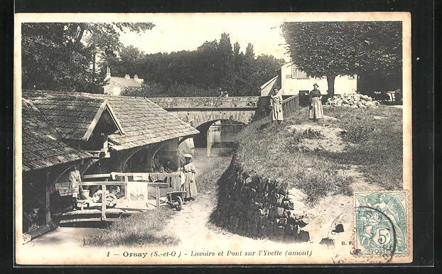 CPA Orsay, Lavoirs et Pont sur l´Yvette