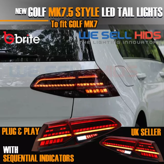 Golf 7.5 GTD R GTI LED TAIL LAMPS FOR VW MK7 with SEQUENTIAL FLOWING INDICATOR