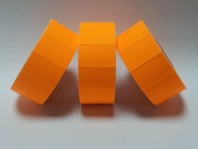 3.000 Etichette Autoadesive Arancioni 26x12 Mm - Per Etichettatrici Manuali Con Bordo Ondulato - Foto 4