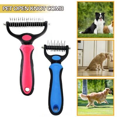 Pet Grooming Brush 2 Sided Undercoat Rake Safe Dematting Comb For Dogs Cats Hair