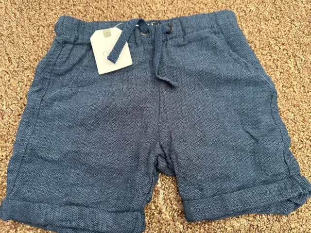 BNWT Next Boys Linen Shorts Age 2-3 Years