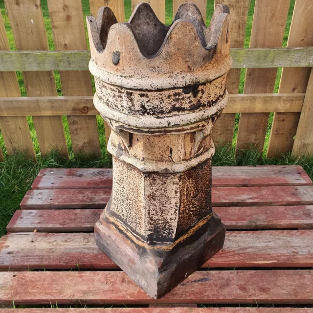 Weathered Reclaimed Salt Glazed Crown Bishop Rook Chimney Pot Garden Planter