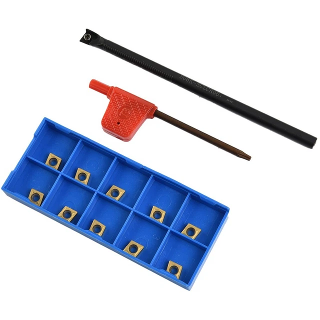 S06K-SCLCR06 Lathe-Boring Bar Turning Holder+10pcs CCMT060204-HM Carbide Inserts