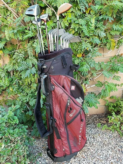 Men's Complete Golf Set Wilson Irons Woods Adams TaylorMade Putter Bag RH Stiff