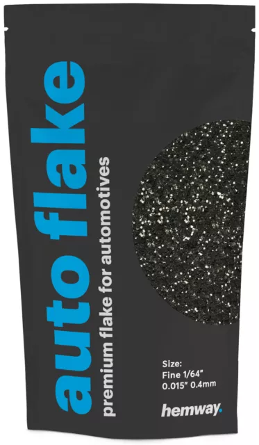 Hemway Black Metal Flake 0.015" 100g Auto Car Bike Glitter Paint 375 microns