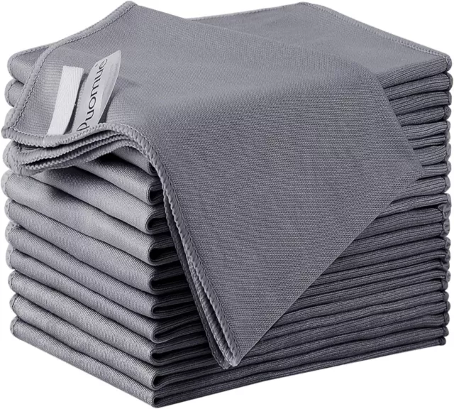 Puomue 12 Pack Microfiber Glass Cleaning Cloth, 12 Inch X 16 12" x 16", Grey