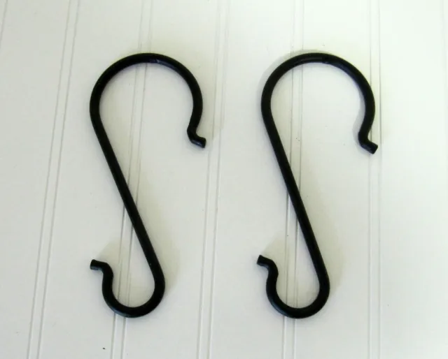 TWO Ladder hooks - Amish forged black wrought iron - strong and sturdy metal