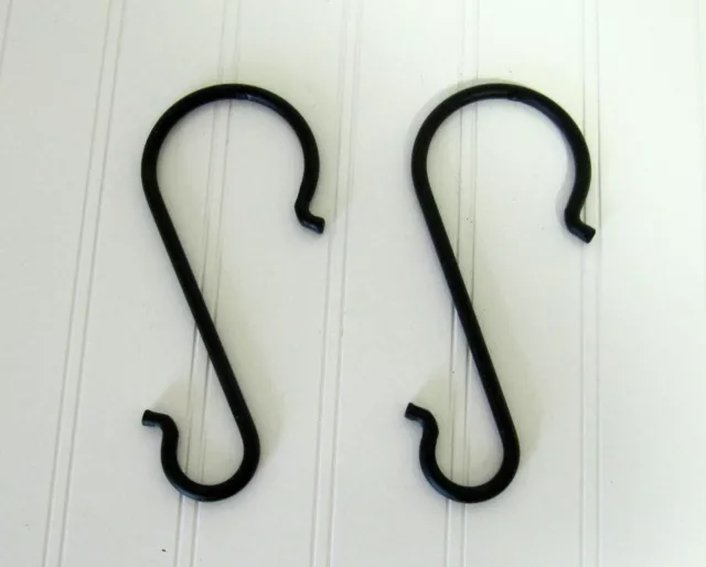 TWO Ladder hooks - Amish forged black wrought iron - strong and sturdy metal