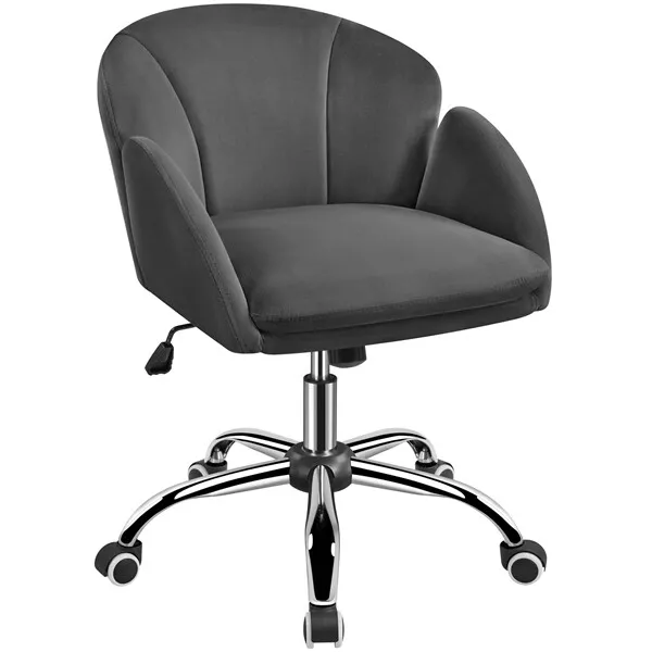 Home Office Cute Desk Chair, Makeup Vanity Chair Swivel Rolling Chair Dark Gray