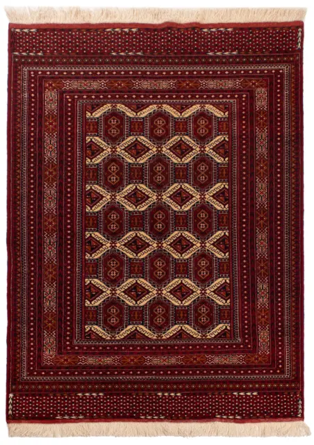 Alfombra Persa Baluch | 200 x 130 cm, 100% Lana, Hecha a mano, Rojo, Salon