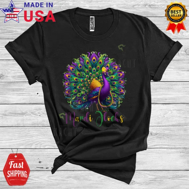 Mardi Gras Flocks, Cheerful Mardi Gras Peacock Jester Hat Beads, Parades Shirt