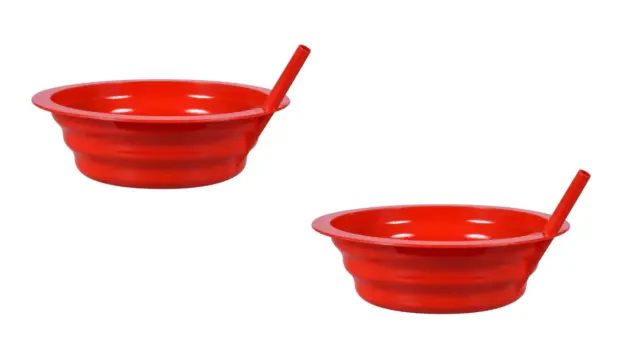 Paquete de 2 tazones de cereal de paja roja incorporada para niños Sip-A-Bowl ENVÍO GRATUITO