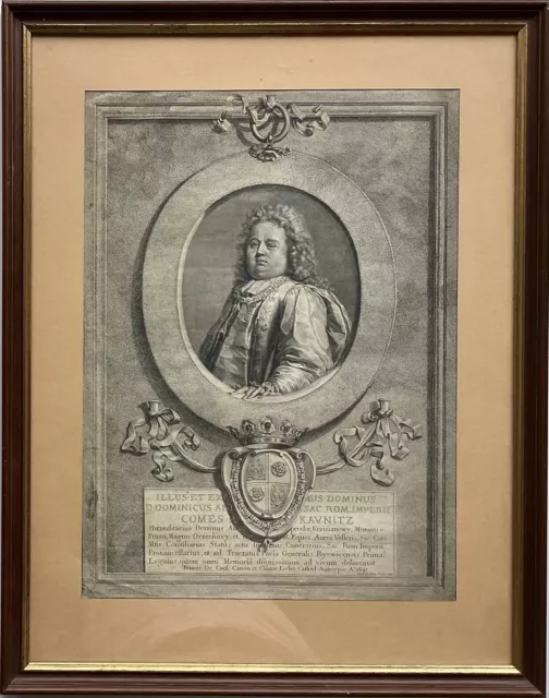 Incisione Gerard I Edelinck Ritratto Des Grafen Kaunitz Kounic Boemia Circa 1700