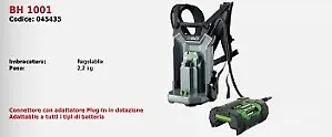 Zaino portabatteria BH 1001 SERIE EGO PRO con imbracatura regolabile