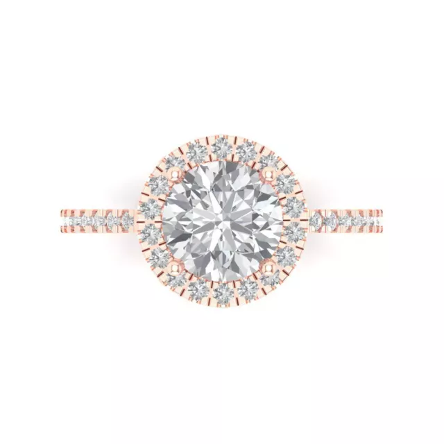 1.85CT Round Bridal Wedding  halo Ring Band 14k Rose gold simulated diamond