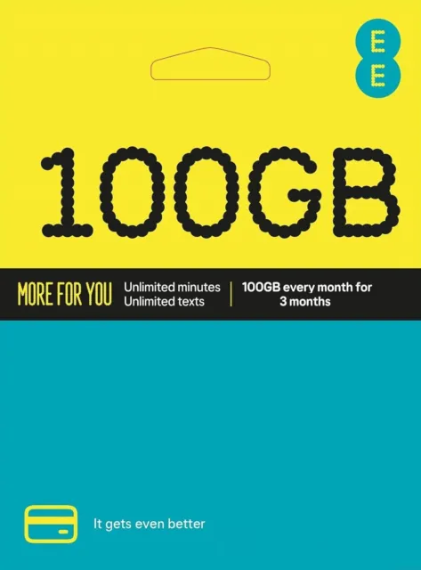 💥T-Mobile EE 100GB Data (6 Month Internet) 5G Pay as you go Monthly Bundle SIM.