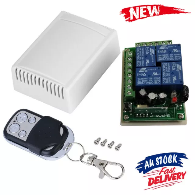 433MHZ DC12V 4 CH Channel Wireless Metal Transmitter RF 4 Relay Switch Receiver