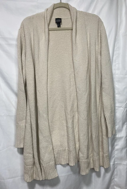 Eileen Fisher Beige Linen Blend Open Front Cardigan Size Extra Large