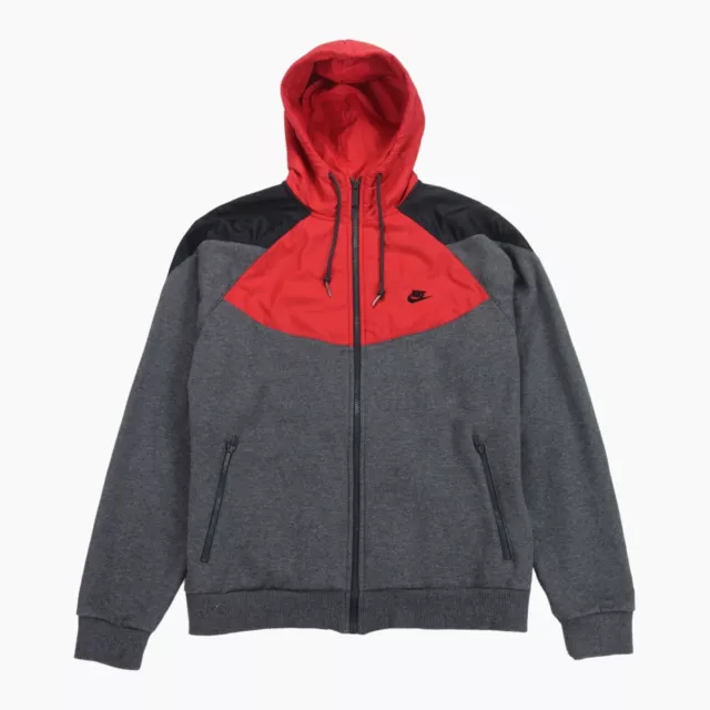 Nike Sportswear Windrunner Windbreaker Jacket Gray Red Nylon Soft