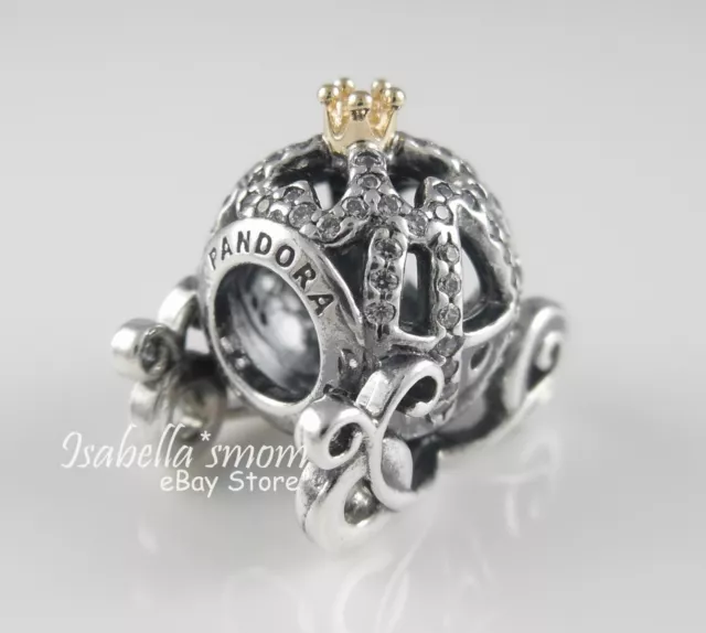 Disney CENDRELLA CITROUILLE COACH véritable PANDORA argent/or 14 carats charme 591573 z 2