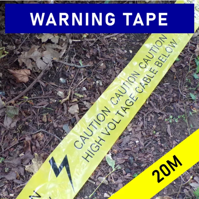 20M x CAUTION HIGH VOLTAGE CABLE BELOW plastic underground warning marker tape