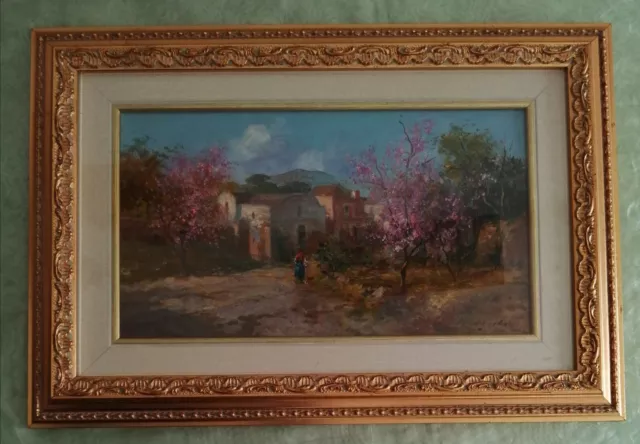 LARICCHIA Vincenzo: Quadro dipinto ad olio su tavola 35x20 cm, 'Primavera'