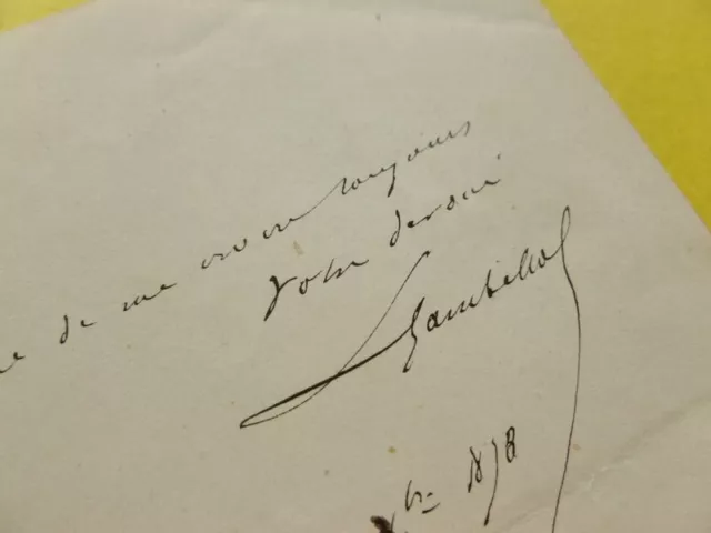 Léon GAMBETTA  (1838-1882) President CONSEIL. GVT 1870. [ Gauckler ] AUTOGRAPHE