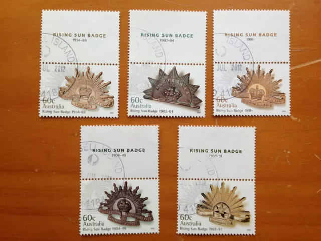 2012 Australia Rising Sun Badges With Gutters Set Of 5 Used