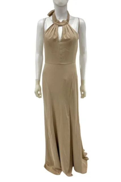Marchesa Notte Bridesmaids Champagne Afton Halterneck Dress Size UK 6
