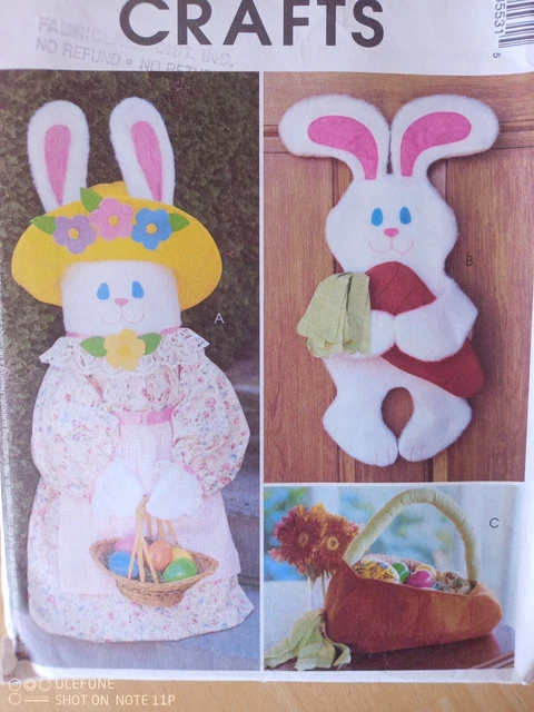 MCCALL'S CRAFT SEWING Pattern-Bunny Greeter-Wall-hanging-Carrot Basket ...