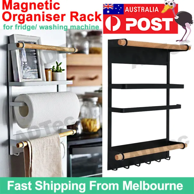 Fridge Side Shelf Spice Storage Rack Magnetic Holder Stand Kitchen Organizer AU