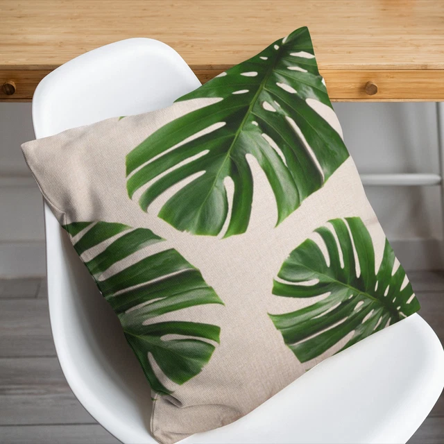 Hermosa funda de almohada decorativa hojas de plantas sofá cojín estuche protector