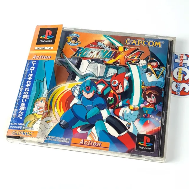Rockman X4 + Spincard Megaman PS1 Japan Game PLAYSTATION 1 Capcom Action 1997