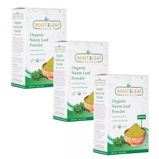 Neem Leaf Powder 227g For Healthy Hair and Skin Pack of 3 by Root2Leaf Organic