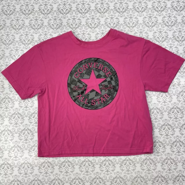 Converse All Star Chuck Taylor Magenta Pink Cropped Top T-Shirt Youth L 12-13