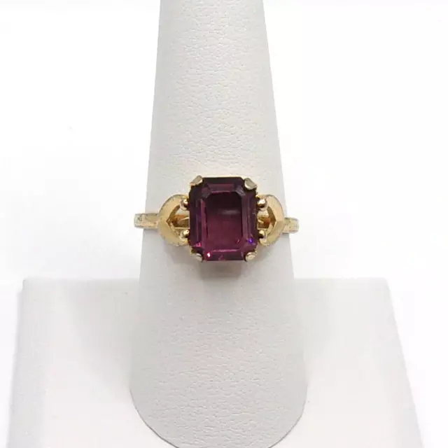 18K GOLD PLATED Ring with Purple Amethyst Emerald Cut Gemstone $115.00 ...