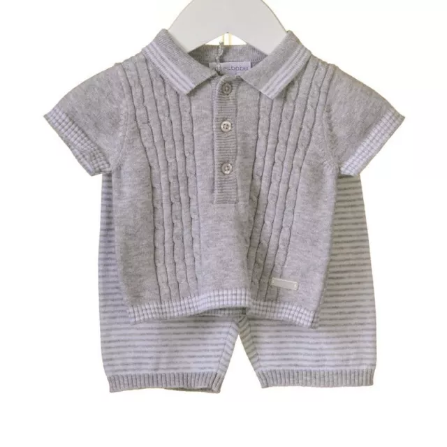 Baby Boys Knitted T-shirt And 3/4 Length Bottoms Blues baby bigger sizes availab