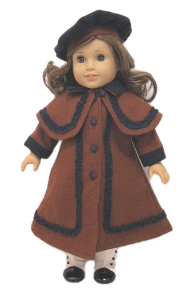 Doll Clothes 18" Doll Victorian Coat Brown Black Hat Fits American Girl Dolls