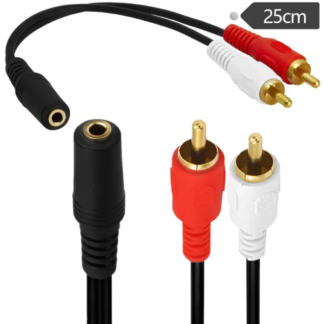 3.5mm Stereo Female Mini Jack to 2 Male RCA to Headphone Plug Adapter Y-Cable