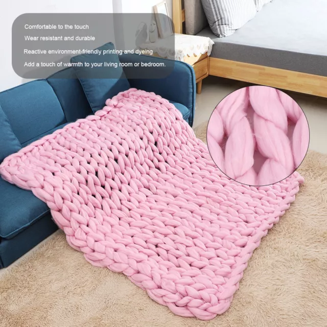 SPG Chunky Knit Throw Blanket Soft Plush Sofa Blankets Handmade Warm Soft Super