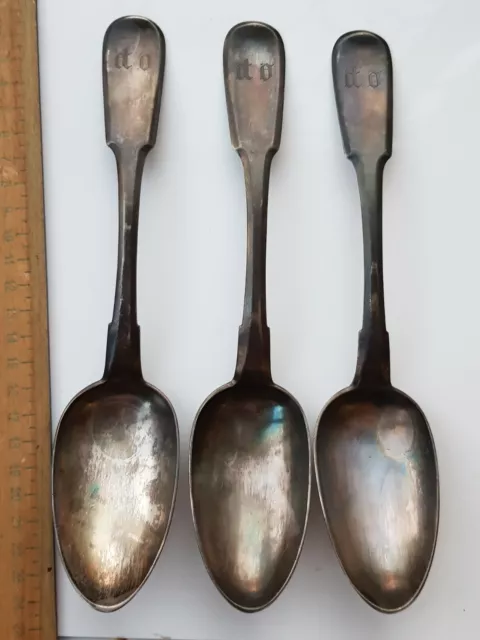 Antique 1859 Russian Empire Rare Original Set 3 spoons silver 84 Dated 237gr